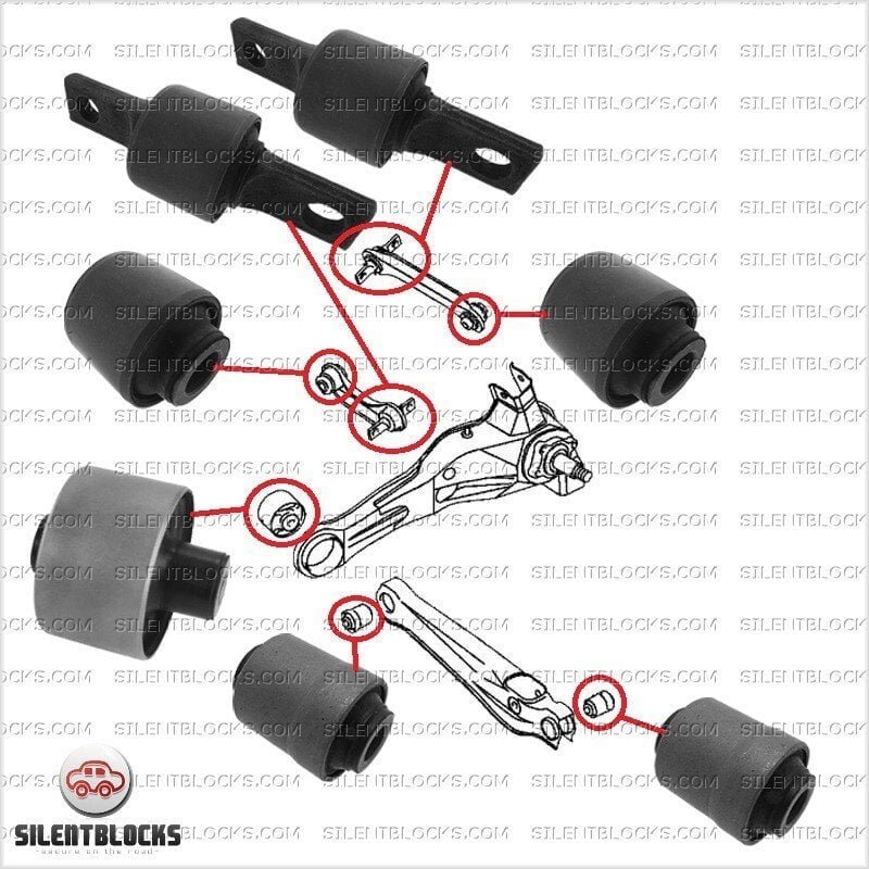 7 Silentblocs pour un coté de la suspension arrière Volvo S40 V40