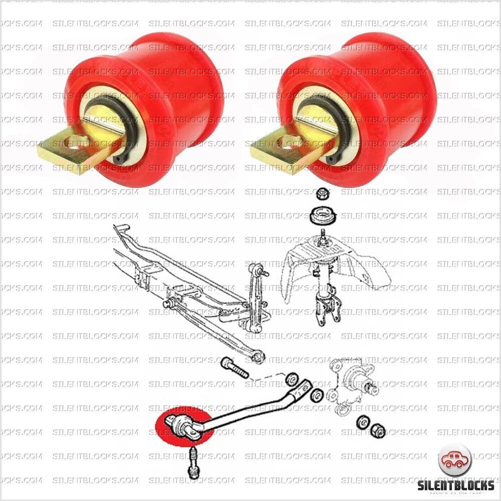 2 Silentblocs polyuréthane pour tiges suspension arrière Alfa 147 156