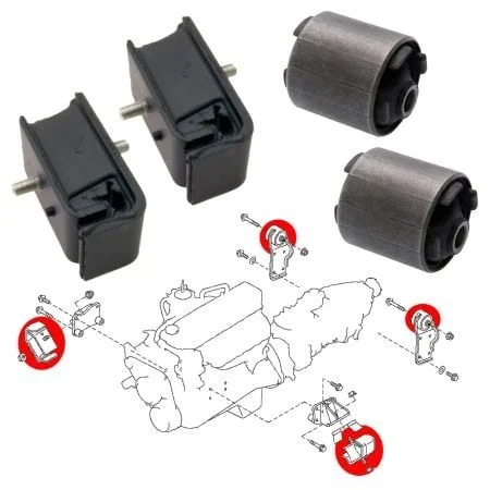 Silentblocs des supports moteurs arrières et supports moteur avant Nissan Cabstar