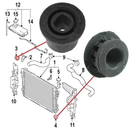 Soporte radiador Silentblocks, Tucson, Sportage II - Imagen 1
